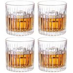 GLASKEY Scotch Glasses Set of 4,Old Fashioned Rocks Glass Tumblers for Drinking Bourbon, Cognac, Irish Whisky,Home Bar Whiskey Gifts for Men