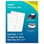 200 Pcs Bottle Labels 4x2 inch Printable Glossy White Waterproof Vinyl Sticker Labels for Inkjet or Laser Printer