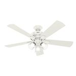 Hunter Fan Company, 54204, 52 inch Crestfield Fresh White Ceiling Fan with LED Light Kit and Pull Chain