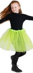 Dress Up America Tutu for Girls - 4 Layered Tulle Ballet Tutu Skirts - Princess Tutu for Children and Toddlers - 15" Tutu Skirt (Neon Green)