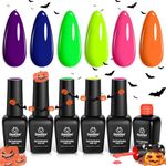 Beetles Neon Gel Nail Polish Set, Nails Gel Neon Orange Hot Pink Blue Yellow Green Purple Gel Polish Summer 6 Colors Soak Off Uv Led Gel Nail Kit Nails Nail Art Manicure