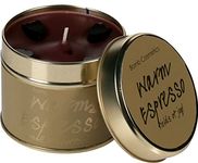 Bomb Cosmetics Warm Espresso Scented Tin Candle; Coffee, Caramel & Chocolate Fragrance; Contains Pure Black Pepper & Vetivert Essential Oils; Vegan Friendly; 30-35 Hour Burn