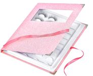 16 Paris Eyelash Storage Book Portable Eyelash Organizer Holder Case Make Up Display Catalog Lash Container Box Glitter Cover Lash Empty Case (Pink)