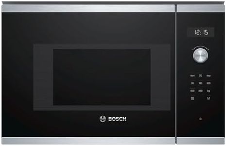 Bosch BFL524MS0 Serie 6 Einbau-Mikrowelle, 38 x 60 cm, 800 W, Drehteller 25,5cm, Türanschlag Links, AutoPilot 7 7 Automatikprogramme, Reinigungsunterstützung, LED-Touchdisplay, Edelstahl
