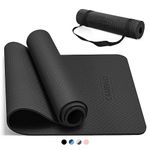 CAMBIVO Extra Thick Yoga Mat for Women Men Kids, Professional TPE Yoga Mat, Workout Mat for Home Gym, Pilates and Floor Exercises(Black, 10mm)