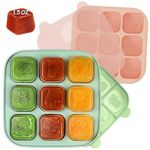 Silicone Freezer Tray with Lid, Baby Food Storage Container for Homemade Food, Vegetable, Fruit Purees, Breast Milk Feeder & Mini Nibble Combo, Baby Breastmilk Popsicle Molds, 2 Pack(L)