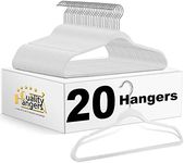 Quality White Plastic Hangers Clothes Hangers 20 Pack - Non-Velvet for Clothes - Heavy Duty Coat Hanger Set -Space-Saving Closet Hangers with Chrome Hook, Non-Flocked Hangers, Cream White