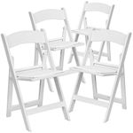 Flash Furniture 4 Pk. Hercules Series 1000 lb. Capacity White Resin Folding Chair with White Vinyl Padded Seat