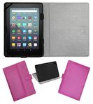 Acm Leather Flip Flap Case Compatible with Kindle Fire 7 2019 Tablet Cover Stand Pink