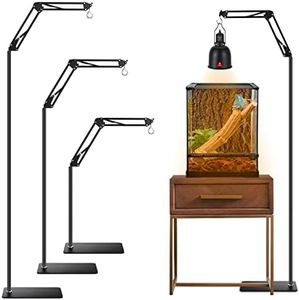 DXOVEEN Reptile Lamp Stand Reptile Heat Lamp Stand (15.7inch to 74.3inch) with 360° Adjustable Swing Arm, Reptile Light Stand for Bearded Dragon Turtles Snake and Chicks