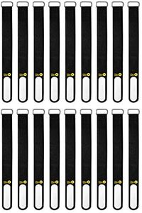 Wrap-It Storage Cinch-Straps, 8-in (18-Pack) Black - Hook and Loop Strap with Write on Label for Easy Cord Identification and Cable Management