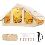 Inflatable Tents with Canopy, Blow Up Tent for Camping 2-4 People, Waterproof Glamping Camping Tents for Outdoors, Air Blow Up Tent for Adults - Easy Setup with Air Pump