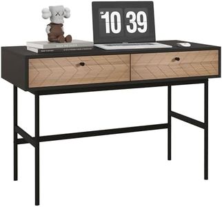 HOMCOM Escritorio de Oficina y Estudio con 2 cajones, Escritorio Moderno de Acero y MDF, 106 x 50 x 77 cm, Negro y Roble