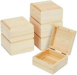 Bright Creations 6 Pack Unfinished Wooden Boxes with Hinged Lids - Pinewood Magnetic Small Wooden Boxes for Crafts and Jewelry Storage - Unfinished Wood Boxes with Lids (3.5 x 3.5 x 2 In)