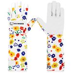 WESTWOOD FOX Leather Gardening Gloves Long Forearm Protection Sleeves Thorn Proof Work Gloves Rose Pruning Garden Safety Breathable Durable Thick Palm Gauntlet Gift for Men and Women (White, M)