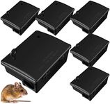 6 Pack Rat Bait Stations Large Rodent Bait Station with Key Reusable Mouse Bait Stations Mice Bait Blocks Heavy Duty Bait Boxes for Outdoor Rodents Mice Bait Blocks, Bait Not Included (Black)