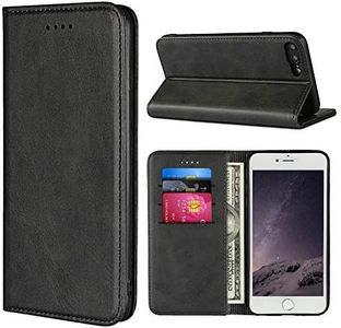 Cavor for iPhone 8 Plus Case,iPhone 7 Plus Case,Cowhide Pattern Leather Magnetic Wallet Case Cover with Card Slots(5.5")-Black