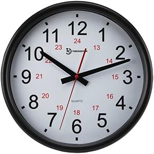 Timekeeper Tuxedo 24 Hour Flat Glass Lens and White/Red/Black Numbers, 14-Inch Clock,OP201