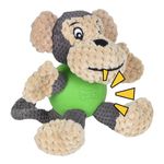 ZYFC Dog Toy Low Stuffing, Squeak Toys for Dogs, Small Dog Toys For Boredom, Lucky Monkey With Squeaker Rubber Ball Body, Interactive Dog Plush Toys Indestructible, Puppy Chew Toys (Monkey)