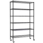 FDW Metal Shelf, Wire Shelving Unit Storage 18x48x82 inch 6 Tier Heavy Duty Layer Storage Metal Shelf Garage Organizer Wire Rack Shelving Adjustable Utility 2100 LBS Capacity (Black)