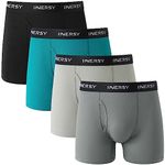 INNERSY Boxers for Men Open Fly Fronts Trunks Underwear Soft Smooth Underpants Multipack 4 (M, Black/Dark Tiffany/Dark Grey/Pale Grey)