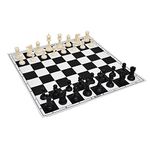 AARGKRAFT Kid 17'' Inches Tournament Vinyl Foldable Chess Set (Fide Standards) With 2 Extra Queens + Carry Pouch - For Professional Chess Players (Black)