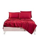 Bedlifes Queen Sheet Set- Cooling Sheets-Ultra Soft-Silky-Breathable-Deep Pocket- 1800 Series Bedding Set Microfiber- Red Bed Sheets Queen Size Burgundy 4 Pieces