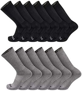 TCK 12 Pairs Work & Athletic Crew Socks (12 Pairs-Black/Grey, Medium)