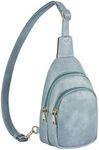 Telena Sling Bag for Women Leather Fanny Pack Crossboday Bags Sling Backpack for Women Light Blue