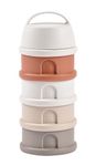 BEABA, Formula Dispenser - Storage for Baby Milk Powder - Stackable - 4 Compartments - 100% airtight - Long-Term use as a Snack Box - Made in France - Cotton White/Terracotta