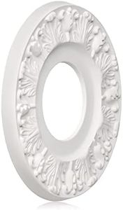 EIFHYT 2 Pack Vintage Carved Flower PU Ceiling Medallion for Light Fixtures and Ceiling Fans，10.1" OD x 4" ID x 0.8 "P (White)