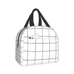 Aisquw White Checkered Bags, Reusable Snack Bag Food Container For Boys Girls Men Women School Work Travel Picnic Waterproof Outdoors Game Handbags For Adults