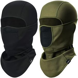 SAITAG Balaclava Ski Mask Warm Face Mask for Cold Weather Winter Skiing Snowboarding Motorcycling Ice Fishing Men (Black & Army Green, 2)