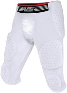 Exxact Sports Battle 7-Pad Football Girdle for Men & Boys - Finest Padded Compression Shorts, Mens Girdle Football with Cup Pocket, Adult & Youth Football Girdle (White, AL)