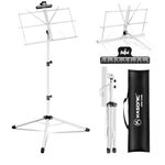 K KASONIC Music Stand, Kasonic 2 in 1 Dual-Use Folding Sheet Music Stand & Desktop Book Stand, Portable and Lightweight with Music Sheet Clip Holder