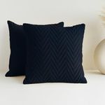 HOMEMONDE Cushion Covers for Sofa 16 x 16 Inch - Soft Throw Cushion Case, Quilted Velvet Square Pillow Case for Living Room - (40 x 40 CM, Navy Blue)