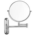 YORKING Magnifying Bathroom Makeup Mirror 8 Inches 1X/10X Wall Mounted Makeup Mirror Swivel Shaving Cosmetic Mirror Extendable Round Chrome Vanity Shaving Mirror