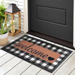 Ubdyo Extra Durable Door Mat - Non Slip Absorbent Welcome Mat for Front Door Outside - Dirt Trapping Non-Shedding texture - Doormat Outdoor Entrance - Front Door Mat Indoor - 30''x17'' - Checkered Mat