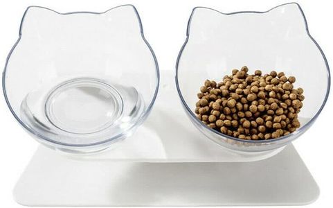 Double Elevated Cat Dog Pet Bowl Feeder Food Water Raised Lifted Stand Bowls