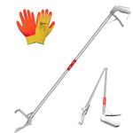 FAB TECH Long Arm Stainless Steel Heavy Duty Picker Tool | Fruit Picker Stick | (Pack of 1) with Foldable Design and full coated Anticut Gloves