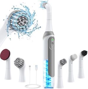 kHelfer Rechargeable Electric Grout Brush with Built-in Battery, Upgraded KH6A Stainless Steel Wire Power Brush & IPX7 Waterproof, Cordless Cleaning Brush & 5 Replacement Heads for Grout, Crevice