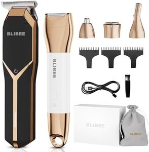 BLIBEE Bikini Trimmer & Hair Clippers for Women - Waterproof Electric Razor and 4 in 1 Bikini Shaver Set, Deluxe Hair Trimmer, Wet/Dry Body Shaver for Nose Eyebrows Beard Pubic Hair, Black