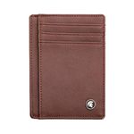 POWR Mens Wallet, Slim RFID Blocking Minimalist Credit Card Holder (Dark Brown), Holds up to 7 Cards and Bank Notes, Ideal for Travel