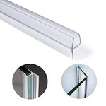 ELECDON Glass Door Seal Strip, Frameless Glass Shower Door Sweep, Door Bottom Side/Corner Side Seal Strip Seal Rubber, Stop Shower Leaks and Create a Water Barrier, 10mm Thickness, 5M Length (h Type)