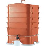 Original Vermihut ® Plus 5 – Tray Worm Composter -Sustainable Design for Both Indoor & Outdoor, Worm Compost Bin for Vermicomposting Starter, Recycling Food Wastes to Save Our Planet-Terracotta