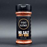 Shake to Elevate - No Salt BBQ Dry Rub | No Salt Seasoning | Heart Healthy | Diet Friendly | 0% Chemical Additives | 0% Preservatives or Color | All Natural Ingredient & Listed | Seriously Delicious Spice Blend (Standard Shaker (8.4floz), No Salt BBQ Dry Rub (Original))