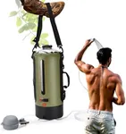 HappyPo Portable Shower - Camping Solar Shower Pump - Outdoor Shower Bag with Pressure Foot Pump with Temperature Indicator - Rinse Kit Portable Shower System - Camp Water Equipment for Road Travel