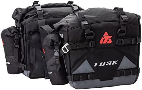 Tusk Pilot Pannier Bags with Bottle Holders, Black/Grey