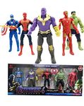 Ovking Avengers Toy Set of 5 Marvel Super Hero Characters Action Figure Play Set : Captain America, Hulk, Spider Man, Iron Man and Thanos