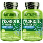 NATURELO Probiotic Supplement - 50 Billion CFU - 11 Strains - One Daily - Helps Support Digestive & Immune Health - Delayed Release - No Refrigeration Needed - 120 Vegan Capsules